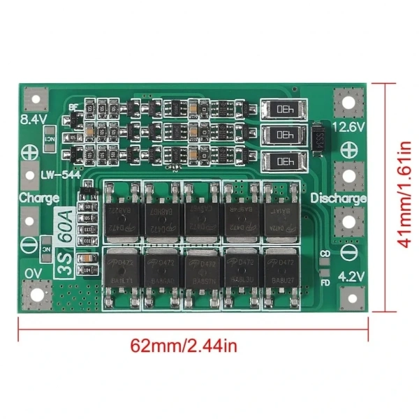 3S 60A BMS 12.6V 18650 Lityum Pil Şarj Koruma Devresi