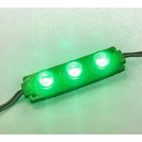 3W Mercekli Modül 3lü Led - Yeşil 12V