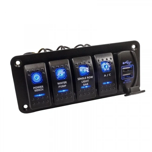 4lü ON-OFF Işıklı Anahtar Switch Panel 2x 5V 3.1A USB