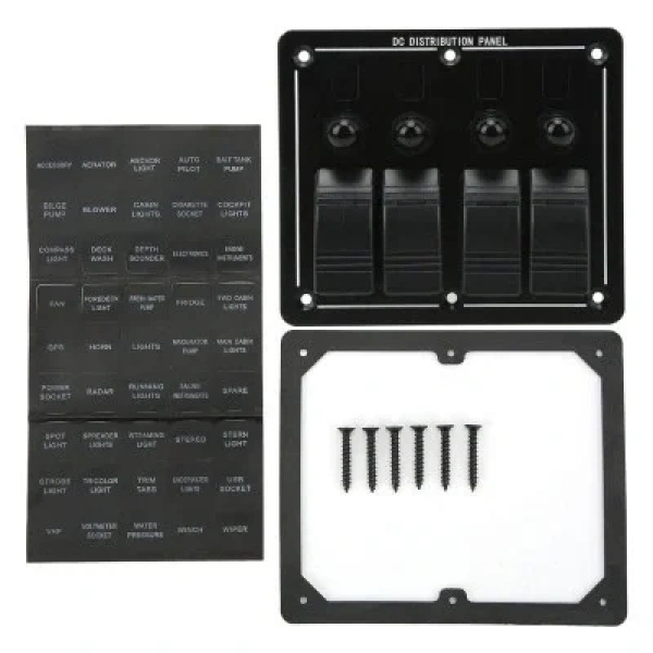 4lü ON-OFF Kırmızı Işıklı Anahtar Switch Panel - Aşırı Akım Korumalı