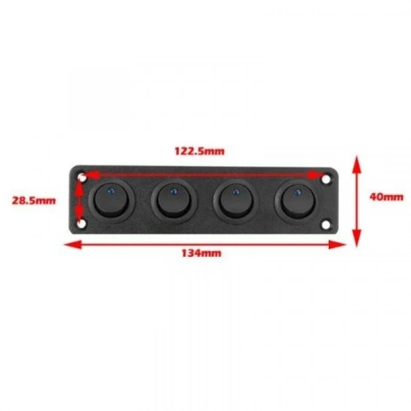 4lü ON-OFF Mavi Nokta Işıklı Anahtar Switch Panel 12V-24V