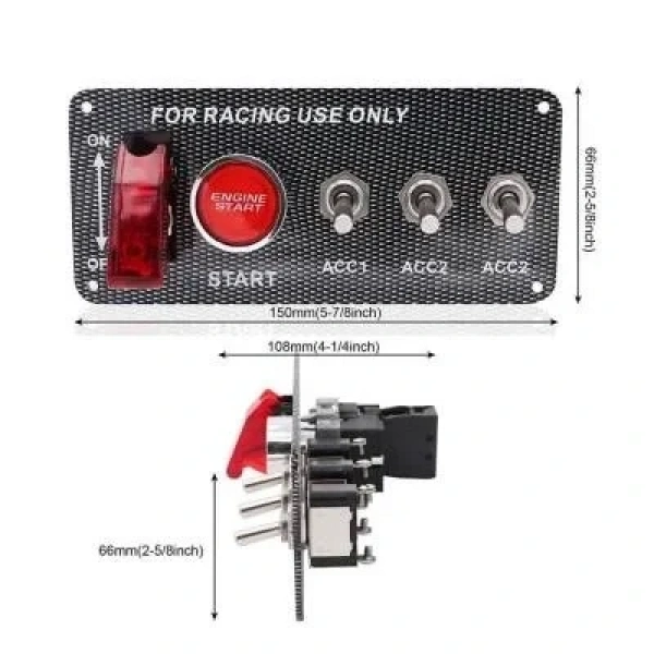 4lü ON-OFF Toggle Switch Panel - Motor Start Butonlu