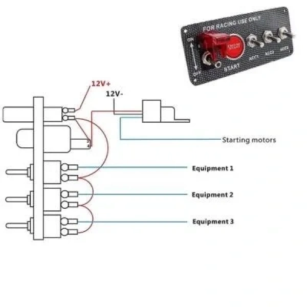 4lü ON-OFF Toggle Switch Panel - Motor Start Butonlu