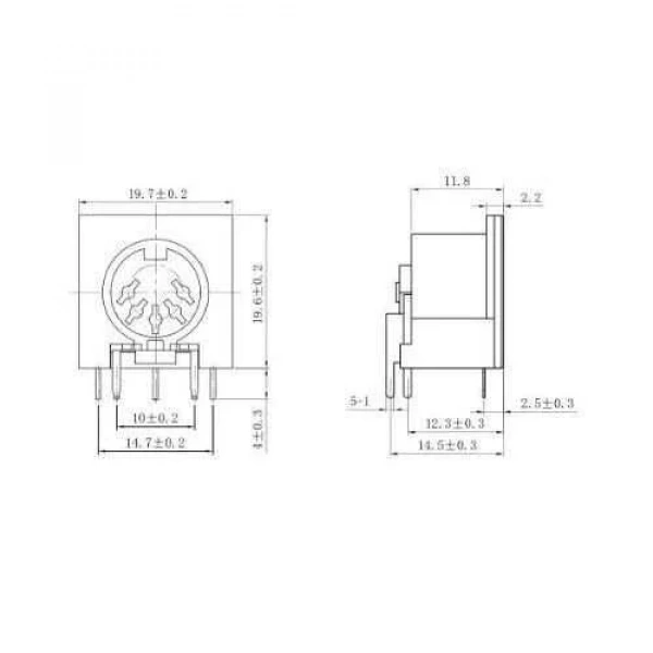 4 Pin Dişi DIN Konnektör - Panel Tipi