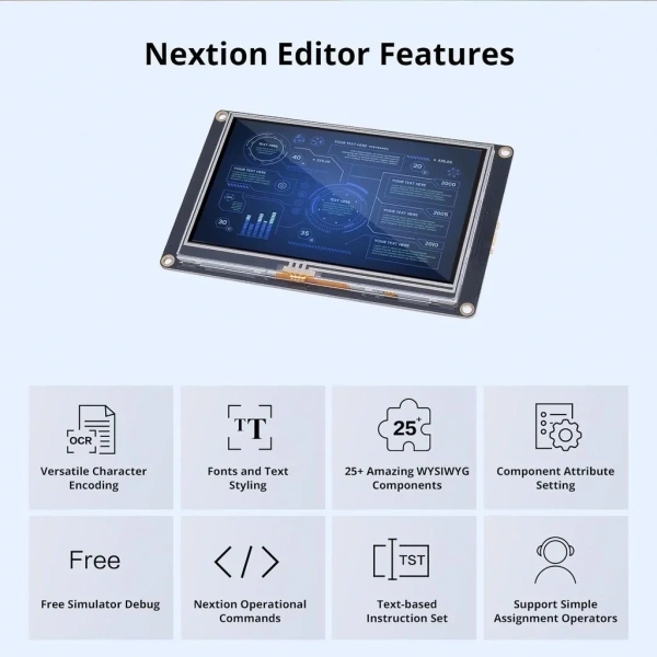 4.3 Inch Nextion 32 MB Dahili Hafıza NX4827K043
