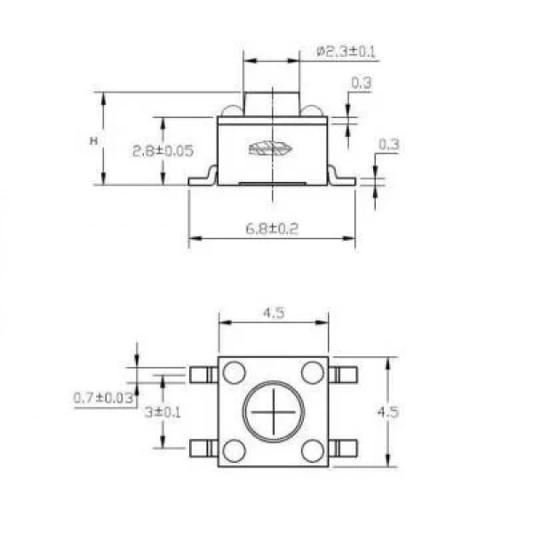 4.5x4.5x6mm SMD Tact Buton
