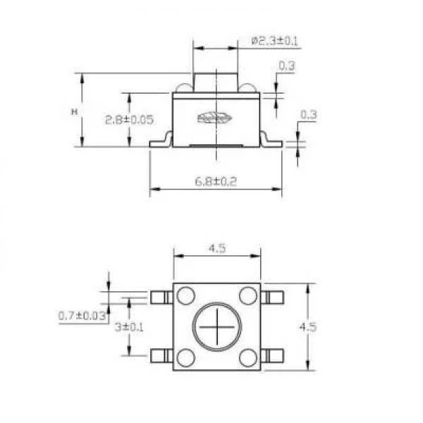 4.5x4.5x7mm SMD Tact Buton