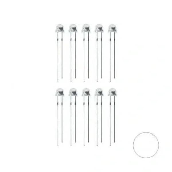 4.8mm Beyaz Mantar Led Paketi - 10 Adet