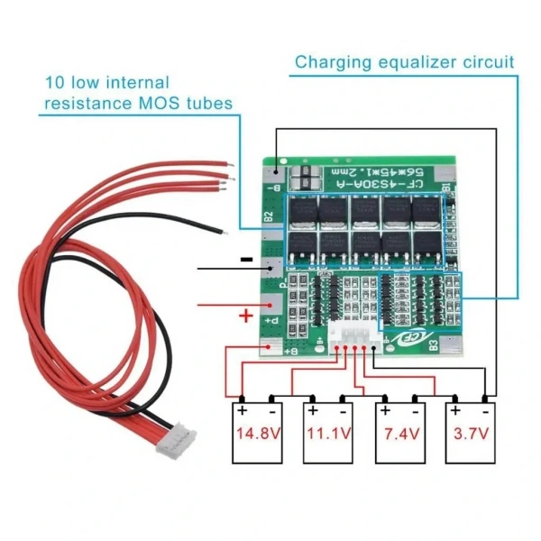 4S 30A BMS Li-İon 18650 Pil Şarj Kontrol Devresi