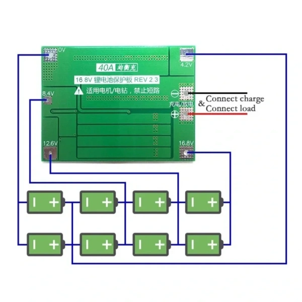 4S 40A BMS 18650 Balanslı Li-Ion Şarj Koruma Devresi
