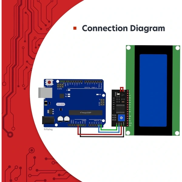 4x20 Mavi LCD Ekran I2C Bağlantılı 20x4 Display Blue