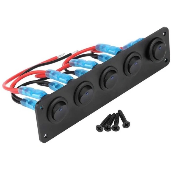 5li ON-OFF Yeşil Nokta Işıklı Anahtar Switch Panel 12V-24V