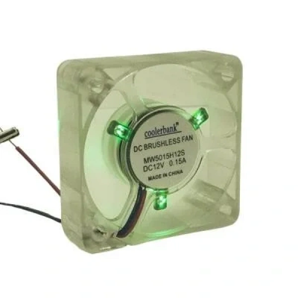 50x50x15mm 12V 0.15A Fan 2 Kablolu - Işıklı