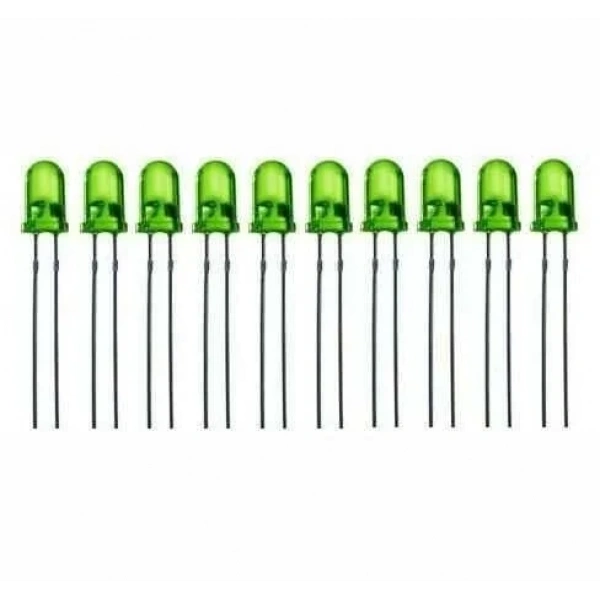 5mm 2V Yeşil Led Paketi - 10 Adet