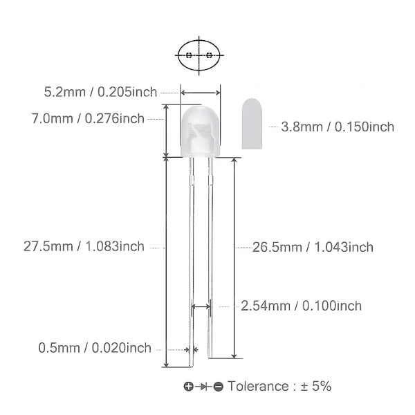 5mm Led Sarı Diyot Diffused 1 Adet