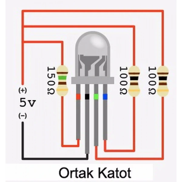 5mm RGB Led Ortak Katot - 4 Pin
