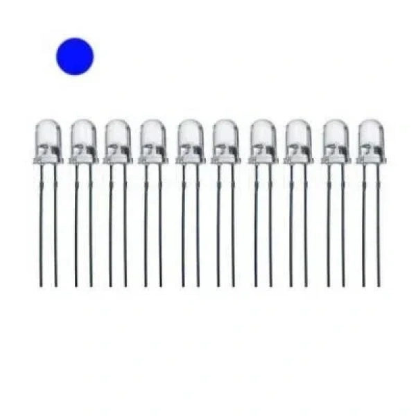5mm Şeffaf Mavi Led Paketi - 10 Adet