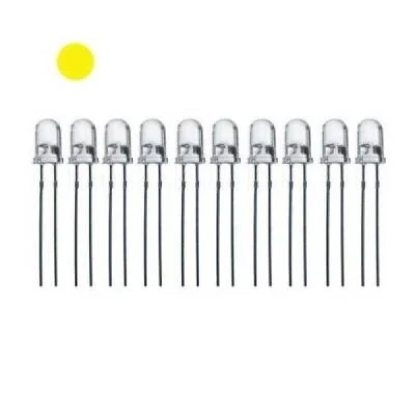 5mm Şeffaf Sarı Led Paketi - 10 Adet
