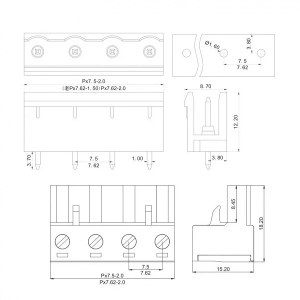 5 Pin 7.62mm Geçmeli 90C Takım Klemens