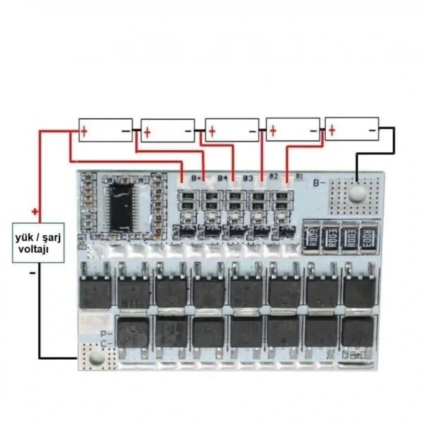 5S 100A LiFePO4 Balanslı BMS Beyaz PCB