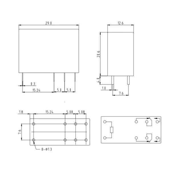 5V 5A Çift Kontak Röle - HLS-14F3L-DC5V-C