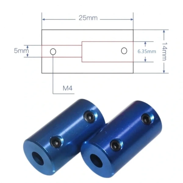 5x6.35mm Sabit Kaplin Şaft 3D Printer Yazıcı