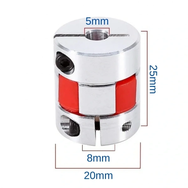 5x8mm Esnek Şaft Kaplini 3D Printer Yazıcı D20L25