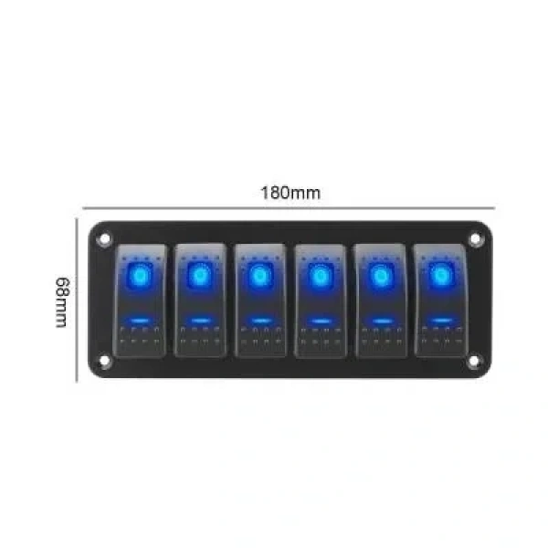 6lı ON-OFF Kırmızı Işıklı Anahtar Switch Panel 12V-24V