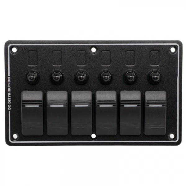 6lı ON-OFF Kırmızı Işıklı Anahtar Switch Panel - Aşırı Akım Korumalı