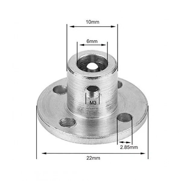 6mm Motor Bağlantı Aparatı - Alüminyum Göbek