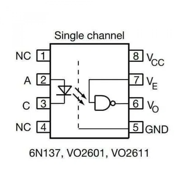 6N137 SOIC-8 Dijital Çıkışlı Optokuplör Entegresi