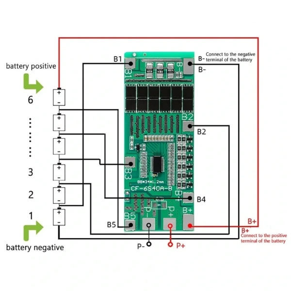 6S 40A BMS 24V 18650 Lityum Pil Şarj Koruma Devresi Balanslı