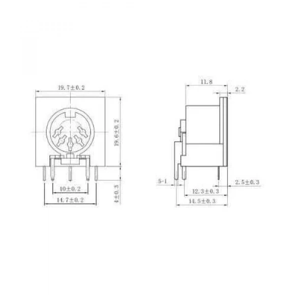 7 Pin Dişi DIN Konnektör - Panel Tipi