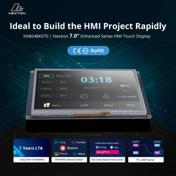 7.0 Inch Nextion 32MB Dahili Hafıza NX8048K070