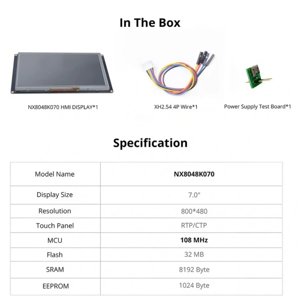 7.0 Inch Nextion 32MB Dahili Hafıza NX8048K070