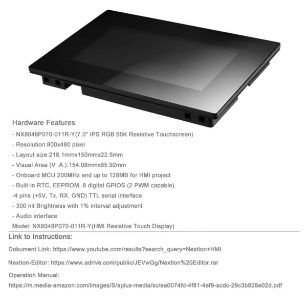 7.0 Inch Nextion R-Rezistif Ekran NX8048P070-011R-Y
