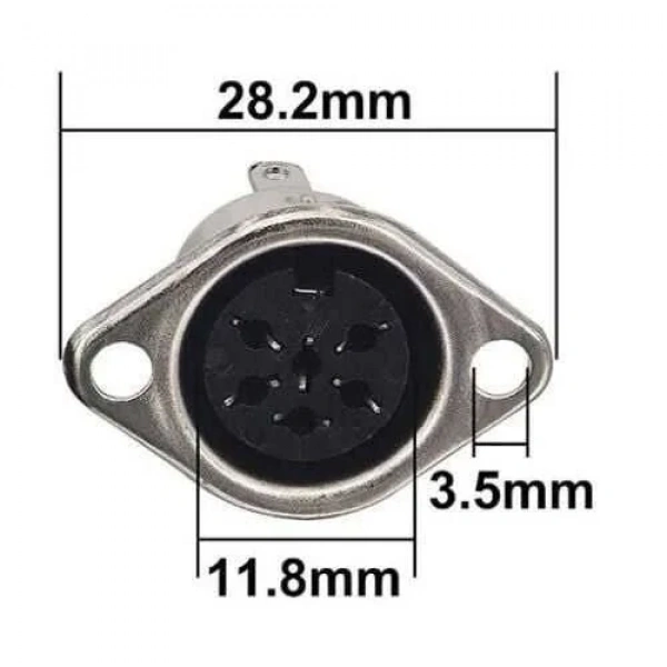 8 Pin Dişi DIN Konnektör - Flanşlı Panel Tipi