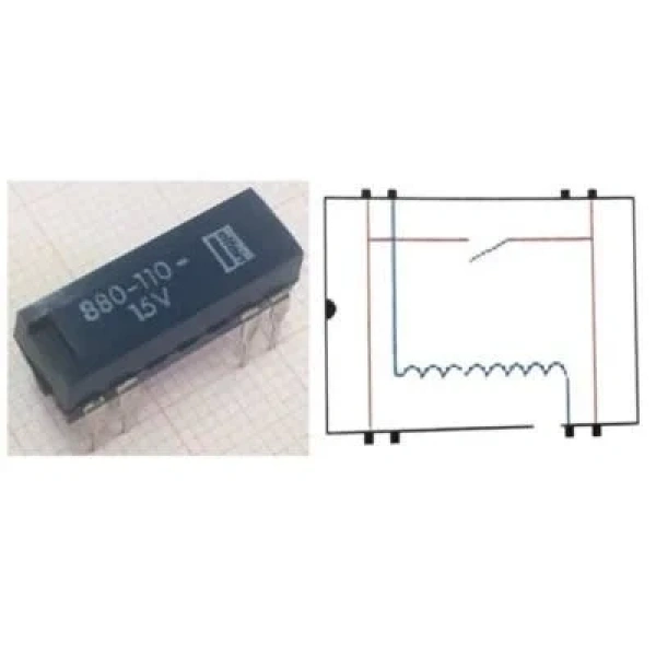 880-110-15V Reed Röle Tek Kontak N/O 15VDC 0.5A