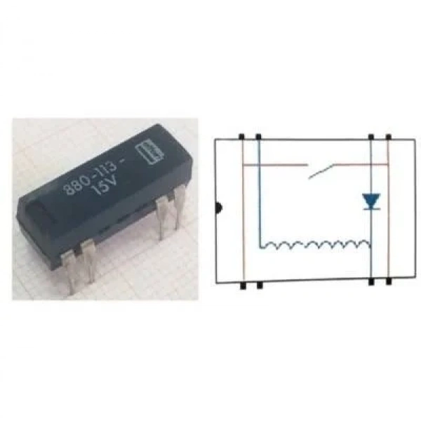880-113-15V Reed Röle Tek Kontak N/O 15VDC 0.5A