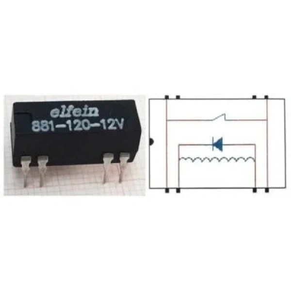 881-120-12V Reed Röle Tek Kontak N/C 12VDC 0.5A