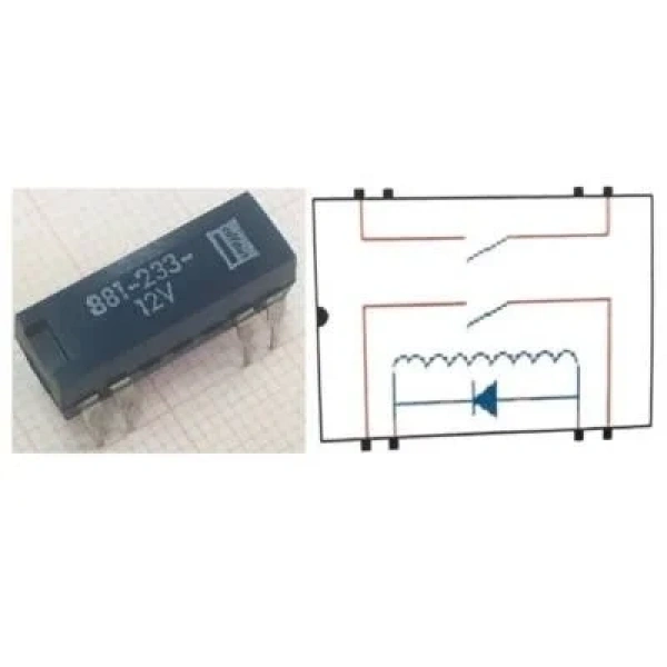 881-233-12V Reed Röle Çift Kontak N/O 12VDC 0.5A