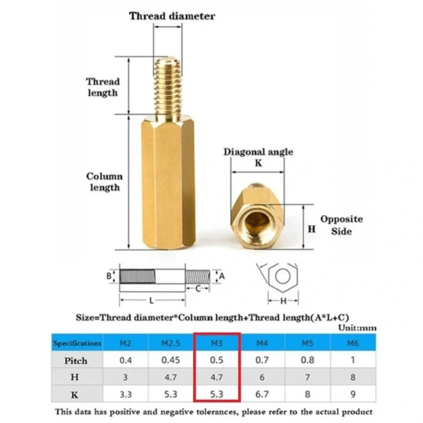 8mm M3 Dişi-Erkek Metal Distans Aralayıcı Spacer