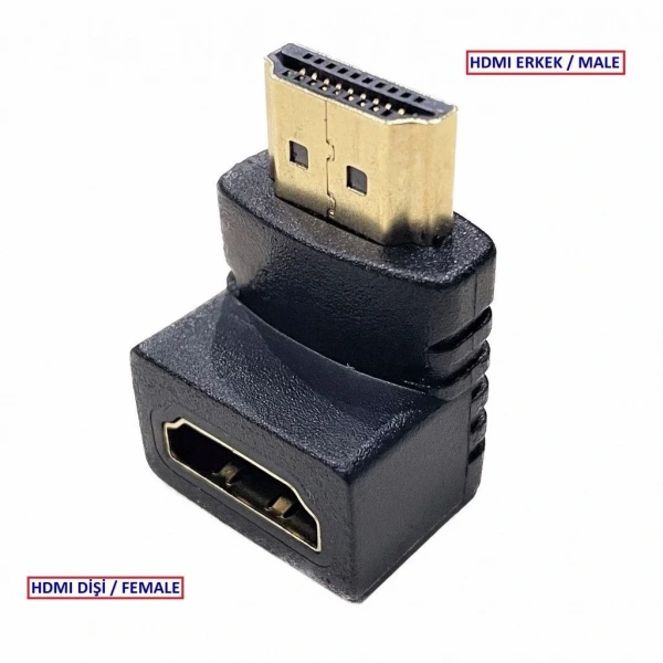 90° HDMI to HDMI Erkek-Dişi (M2F) Dönüştürücü Çevirici