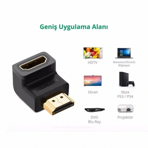 90° HDMI to HDMI Erkek-Dişi (M2F) Dönüştürücü Çevirici
