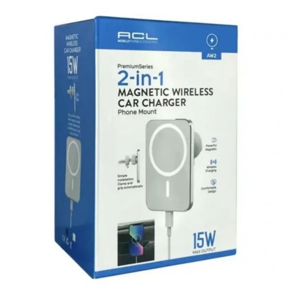 ACL 15W Magsafe Araç İçi Kablosuz Şarj Aleti Siyah - AW2