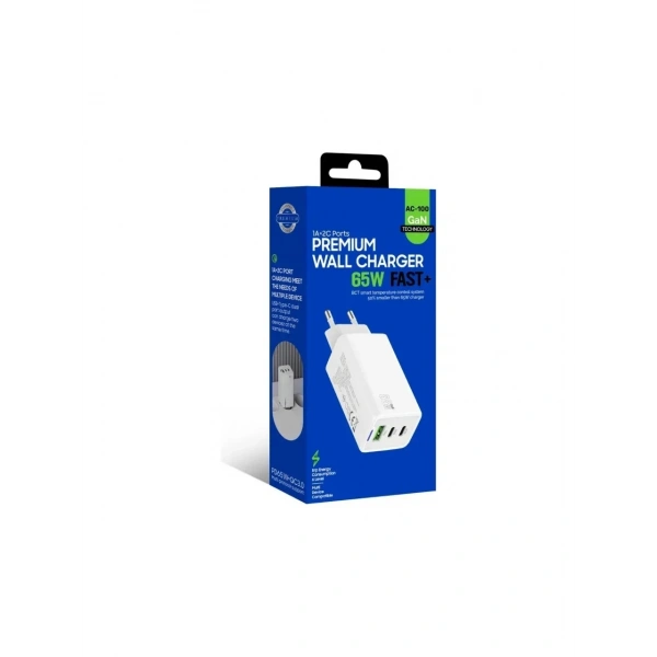 ACL AC-100 65 Watt 1xUSB-A 2xUSB-C Led Işıklı Duvar Şarj Aleti