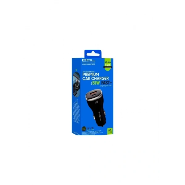 ACL AC-104 PD 6A 51 W Dual Port 1xUSB-A 1xUSB-C Çıkışlı Araç İçi Şarj Aleti