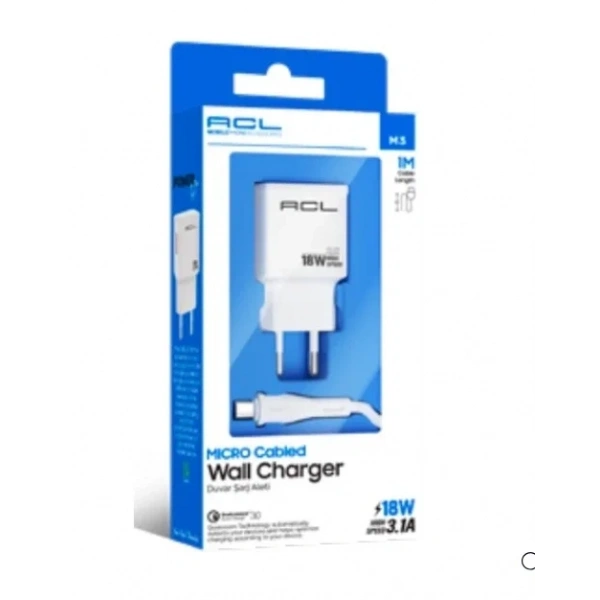 ACL M3 3.1A 18 Watt 1xUSB-A Mikro Kablolu Şarj Aleti