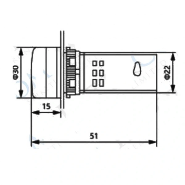 AD22-22VA 22mm Voltampermetre 50-500V 0-100A AC Kırmızı