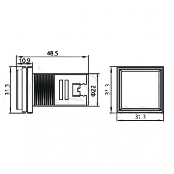 AD22-22VAS 22mm Dijital Volt-Ampermetre Kare Beyaz